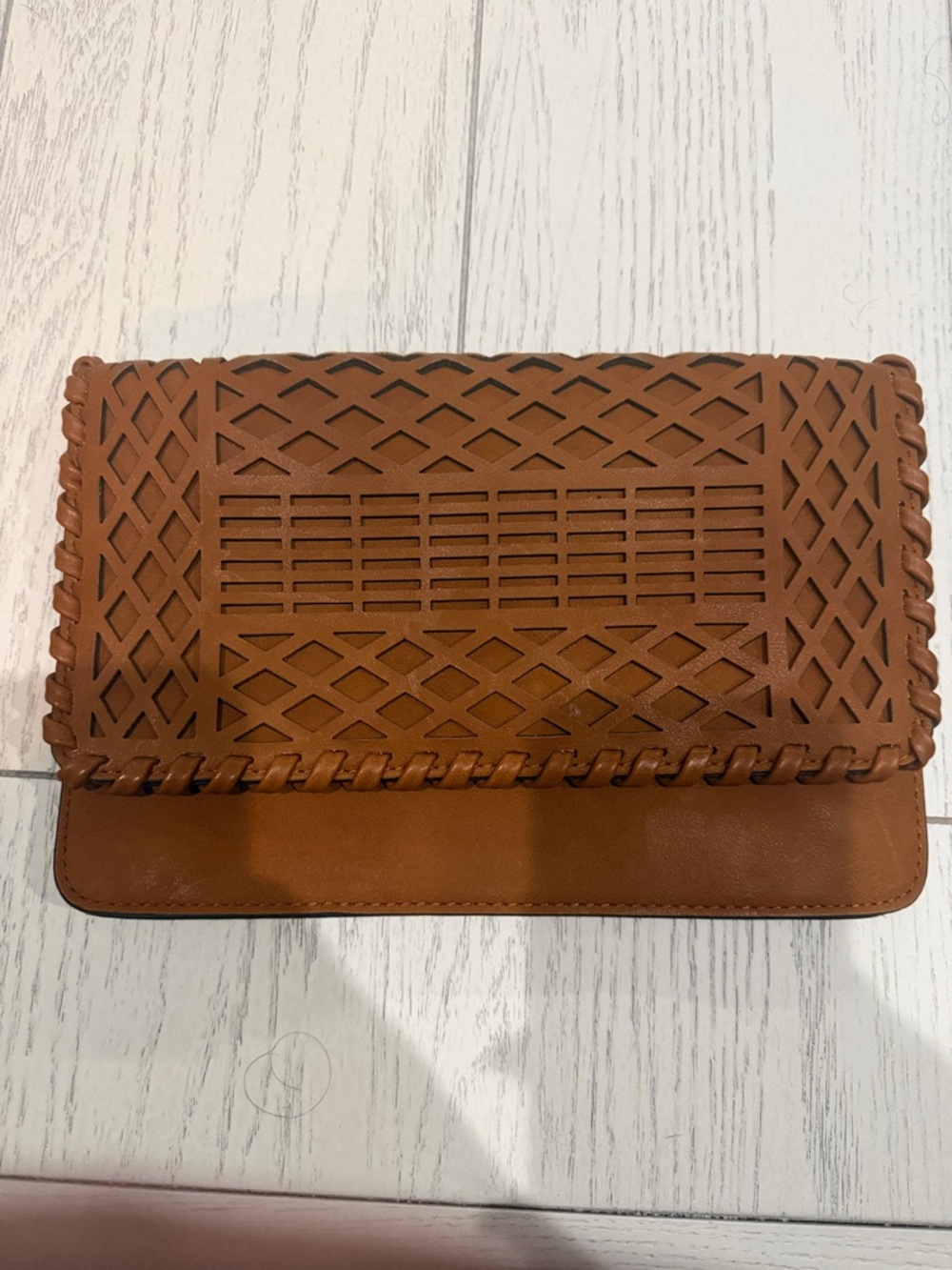 Braided Laser-Cut Tan Women's Clutch